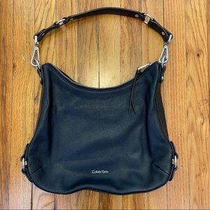Black Leather Calvin Klein Boho Satchel